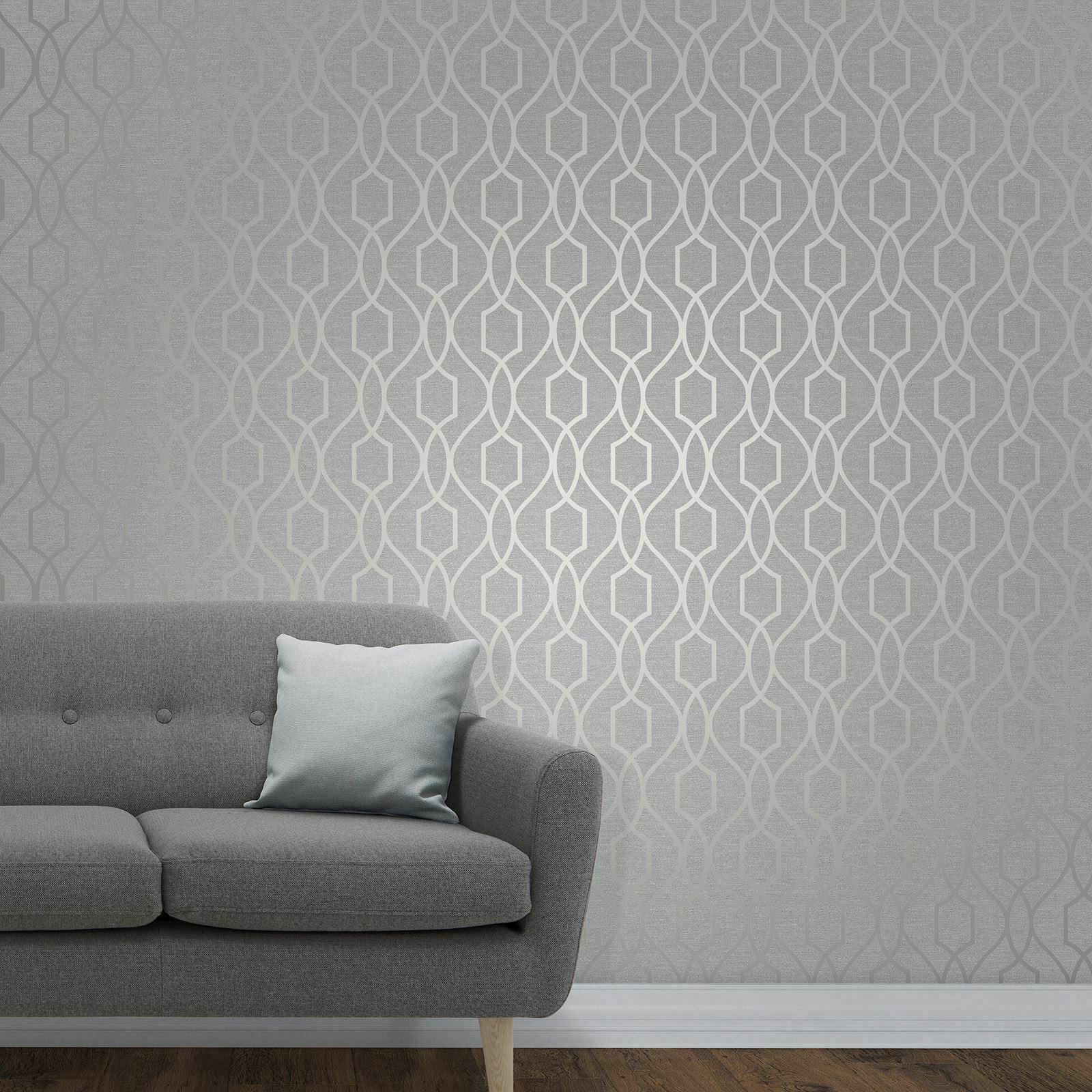 Silver wallpaper store living room