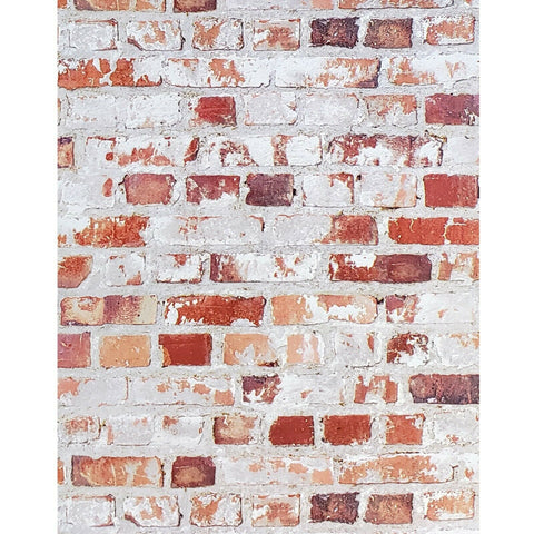 WM90783701 3D orange red white gray faux rustic brick rust plaster Wallpaper