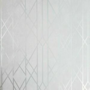 WM21511301 Matt gray off white silver metallic geometric trellis lines 3D Wallpaper