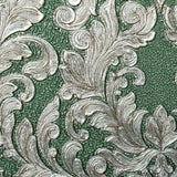 4505-04 Floral Victorian Vintage damask green brass metallic Textured Wallpaper