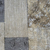 4504-13 Slavyanski Textured Faux cork tiles black taupe gold gray silver metallic Wallpaper
