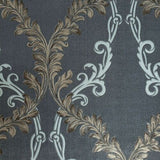 M5636 Murella charcoal gray bronze metallic White Textured faux fabric Wallpaper