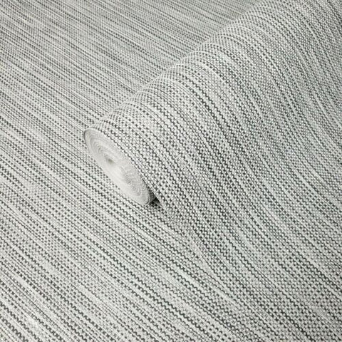 H206-10 Slavyanski Textured gray white black silver metallic faux fabric stria lines Wallpaper
