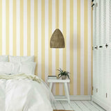 SA9178 York Awning Stripe Сlassic Yellow White Wallpaper