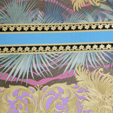 38703-1 Versace Bright Tropical Palm Leaf Purple Teal Green Gold Wallpaper