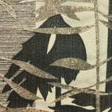 L463-10 Leaf Print Stripe Olive Cream Wallpaper