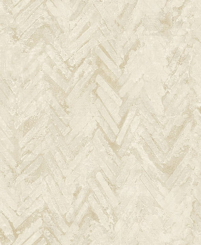 4105-86613 Amesemi Cream Distressed Herringbone Tile Wallpaper